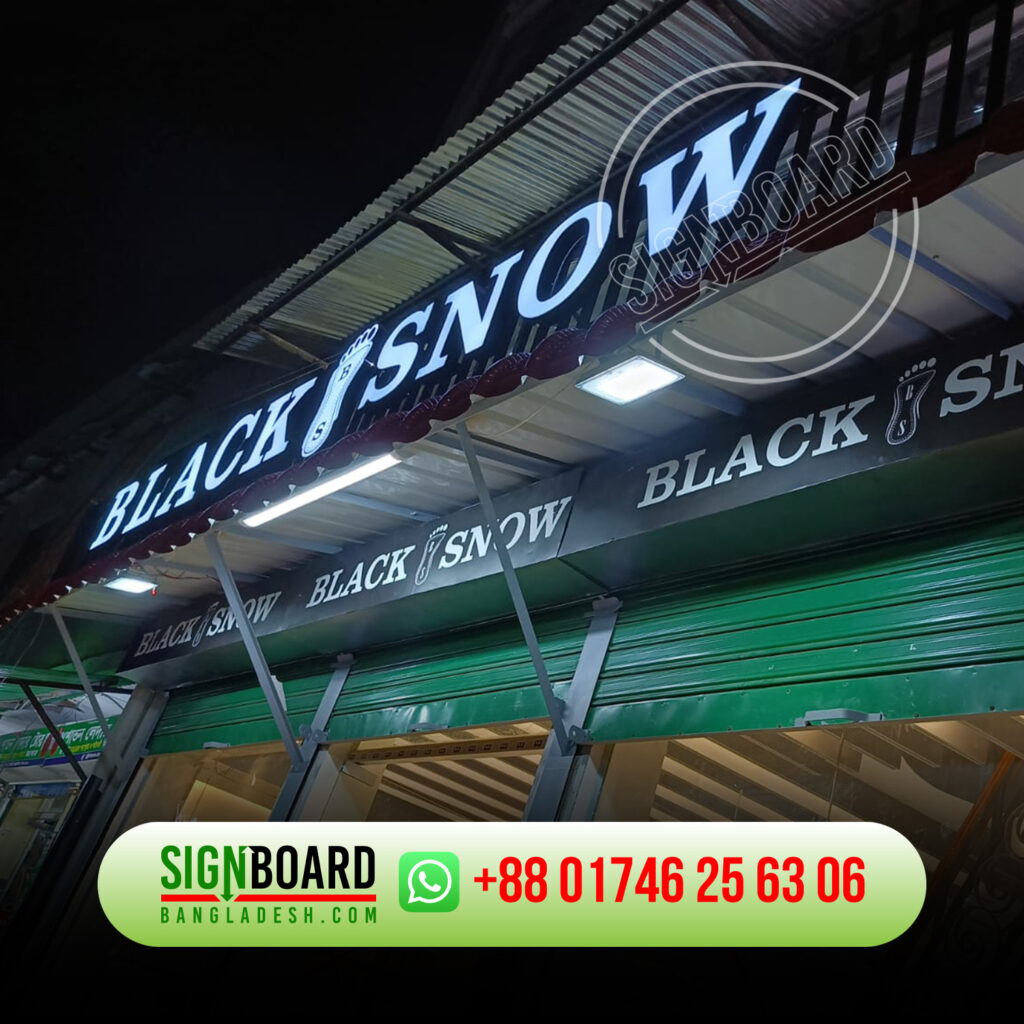 Black Snow Shoes Showroom/Store Lighting Letter Signage BD