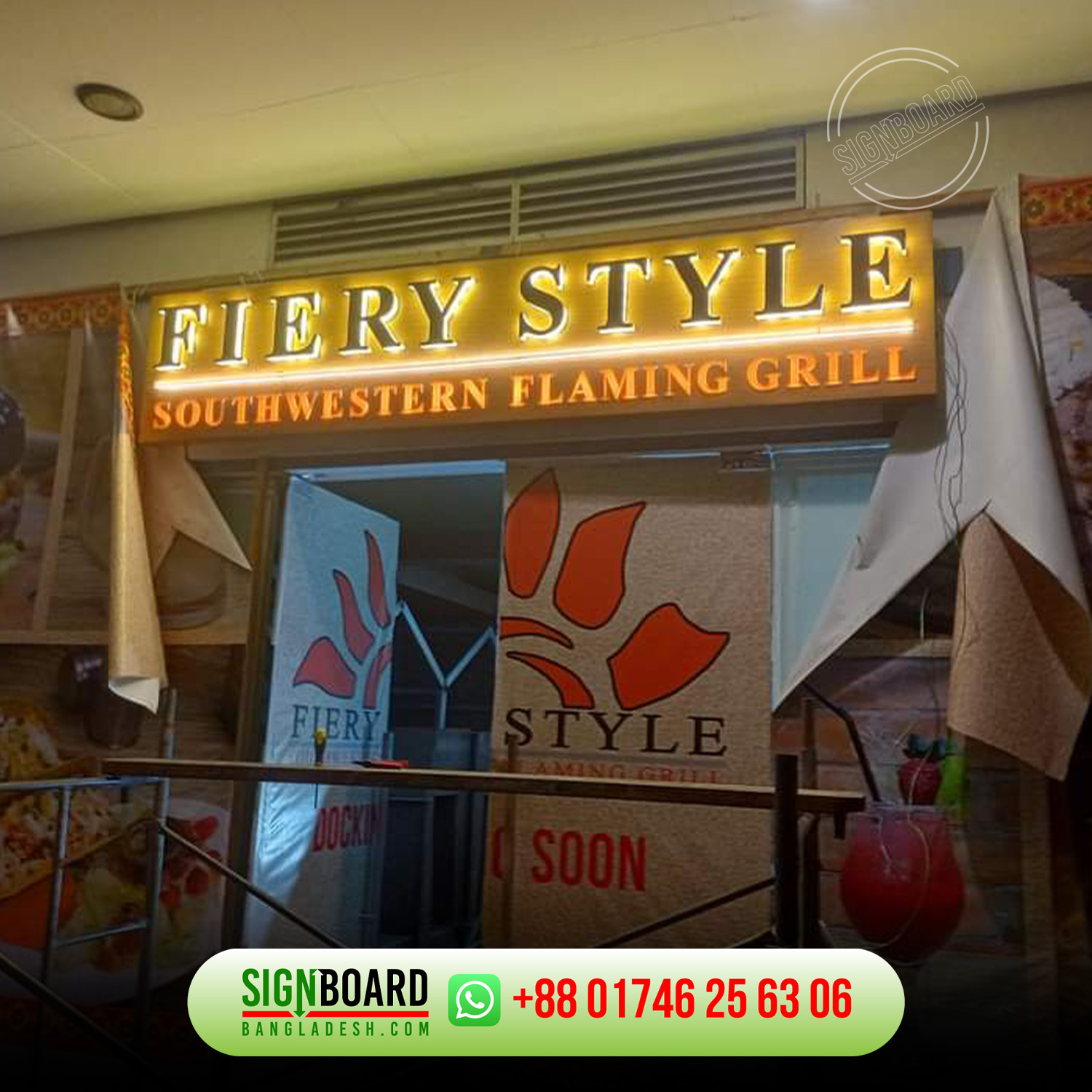 Products: All kind of Letter Signage(Acrylic, SS, Golden, Mirror), Digital Led Moving Display Billboard, Road And Highway Billboard, Neon Signs, Shop Signs, Profile Signboard, Pana Signboard, Nameplate, Wall Sticker, Glass Sticker.