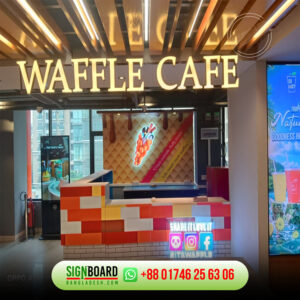 Waffle Cafe and Restaurant Branding LED Signboards